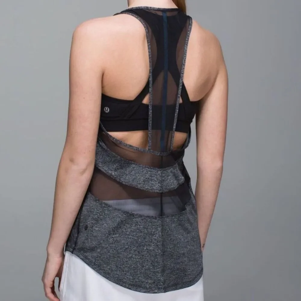 Lululemon If You’re Lucky Tank, Size 2, EUC, Heathered Black/Black